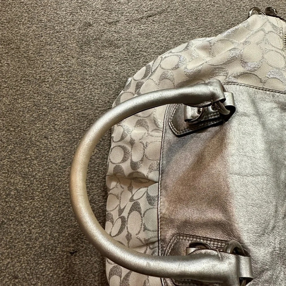 Vintage Coach Ashley Signature Bronze Beige Canvas Satchel Bag - Picture 6 of 10